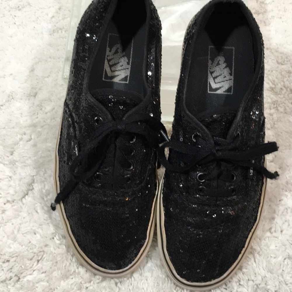 Vans black sequin low top sneakers